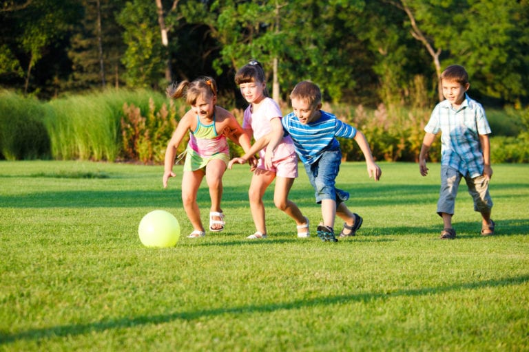 Kids playing with the ball